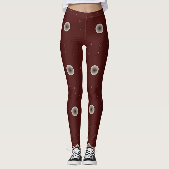 Legging Caneleiras do design de Brown e do ovo branco e do (Frente)