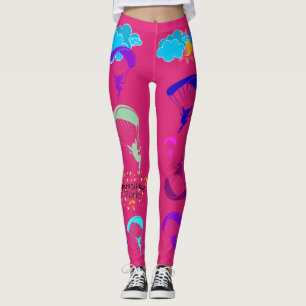 Legging Caneleiras do duende do parapente do rosa quente