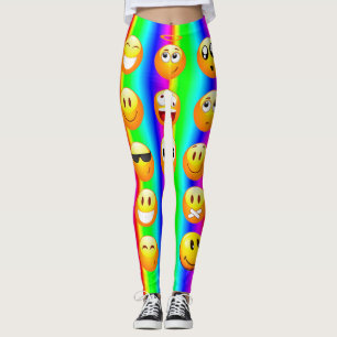 Legging caneleiras do emoji do arco-íris