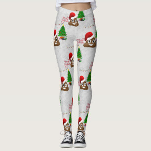 Legging caneleiras do emoji do poo do Feliz Natal