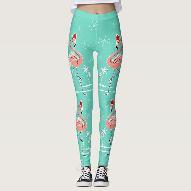 Legging Caneleiras do flamingo do Natal (Frente)