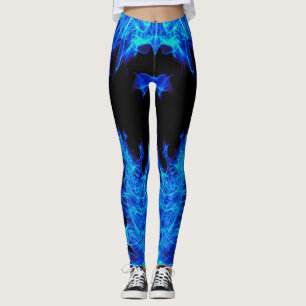 Legging Caneleiras do fogo da chama azul