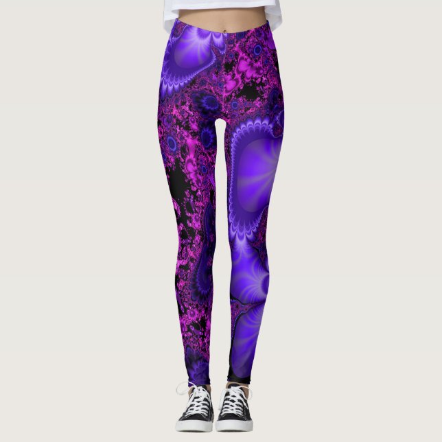 Legging Caneleiras do Fractal da flor (Frente)