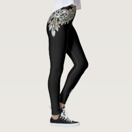 Legging Caneleiras do impressão da colar de diamante