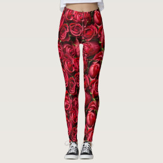 Legging Caneleiras do impressão da rosa vermelha