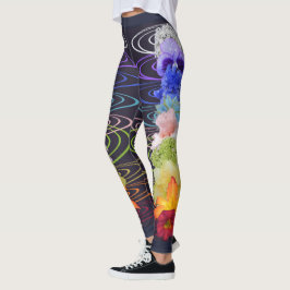 Legging Caneleiras do impressão do design da flor de