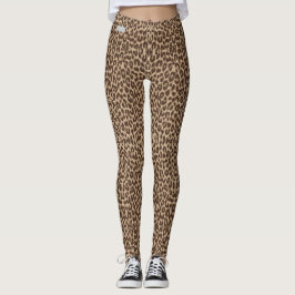 Legging Caneleiras do leopardo do impressão menor da