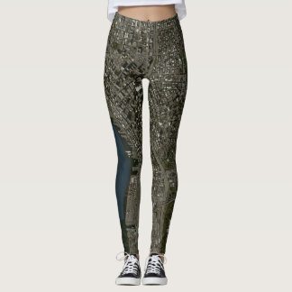 Legging Caneleiras do mapa de Seattle Sat