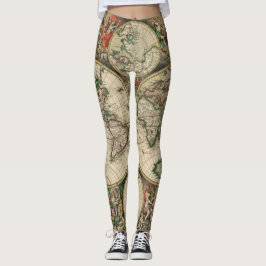 Legging Caneleiras do mapa do mundo 1689