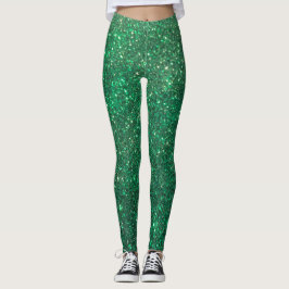Legging Caneleiras do Natal do feriado do verde do brilho