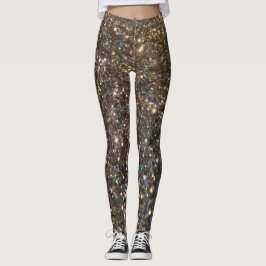 Legging Caneleiras do ouro do brilho do Glitz!