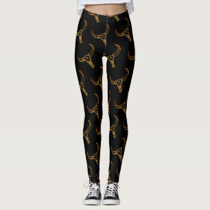 Legging Caneleiras do ouro do crânio de Bull