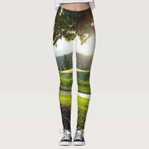 Legging Caneleiras do por do sol do campo de golfe