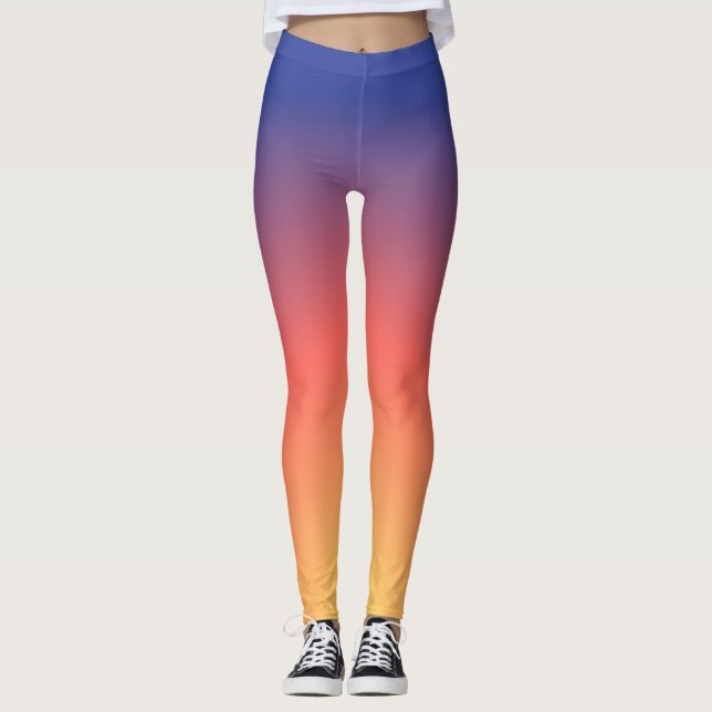 Legging Caneleiras do por do sol em azul, em roxo, em (Frente)