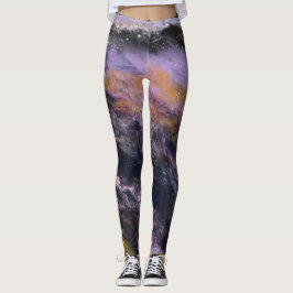 Legging Caneleiras do preto, da lavanda & do pêssego -