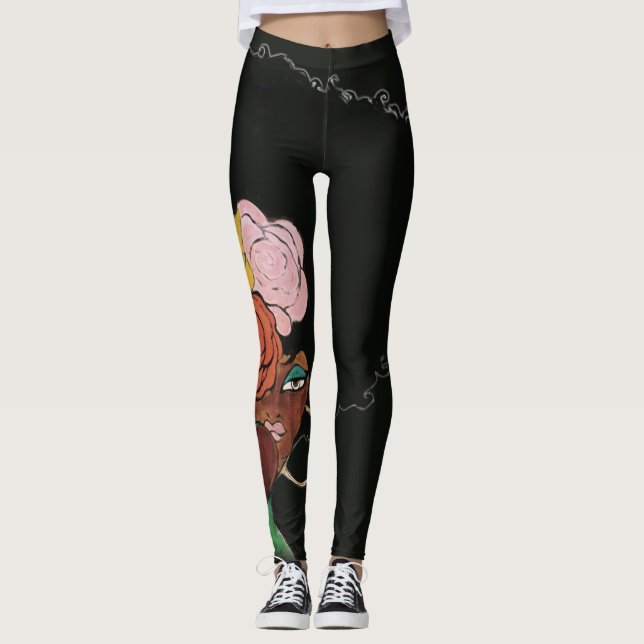 Legging Caneleiras do preto do Couture dos Cocos (Frente)