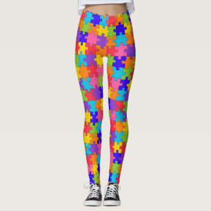 Legging caneleiras do quebra-cabeça do autismo