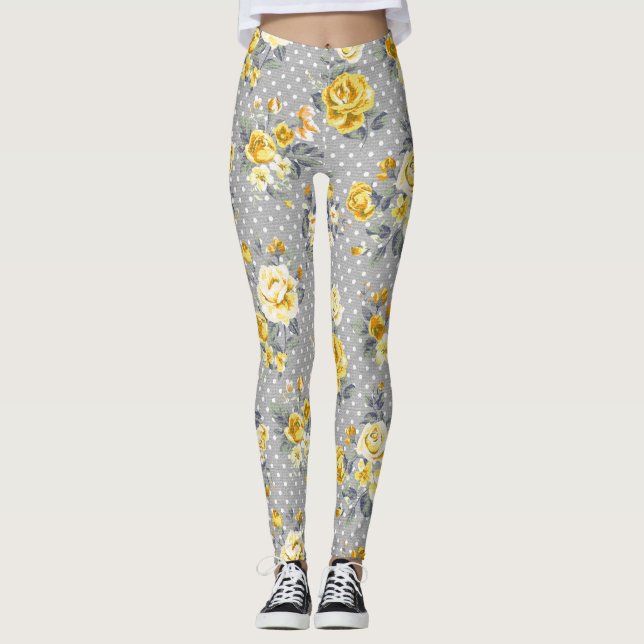 Legging Caneleiras do rosa amarelo do chique (Frente)
