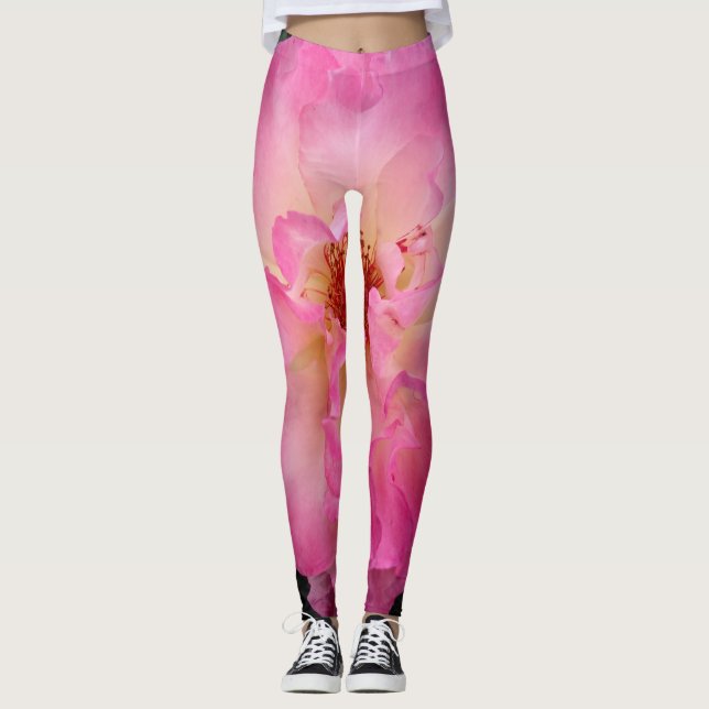 Legging Caneleiras do rosa do rosa (Frente)