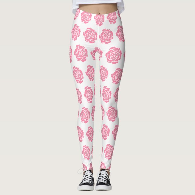 Legging Caneleiras do rosa do rosa (Frente)