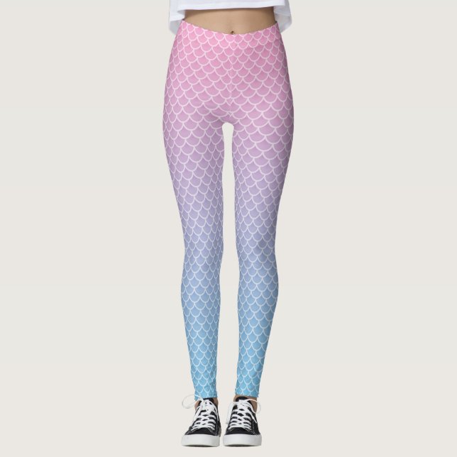 Legging Caneleiras do teste padrão da sereia de Kawaii (Frente)