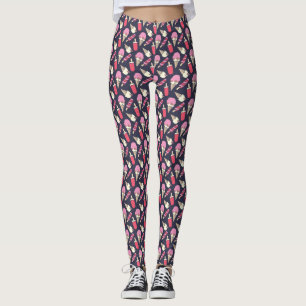 Legging Caneleiras do teste padrão do sorvete e dos
