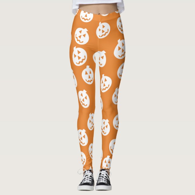 Legging Caneleiras dos confetes de Jack O'Lantern (Frente)