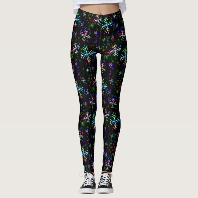 Legging Caneleiras dos flocos de neve do Natal (Frente)