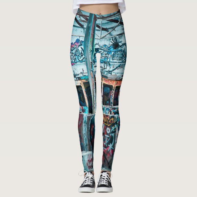 Legging Caneleiras dos grafites da arte da rua (Frente)