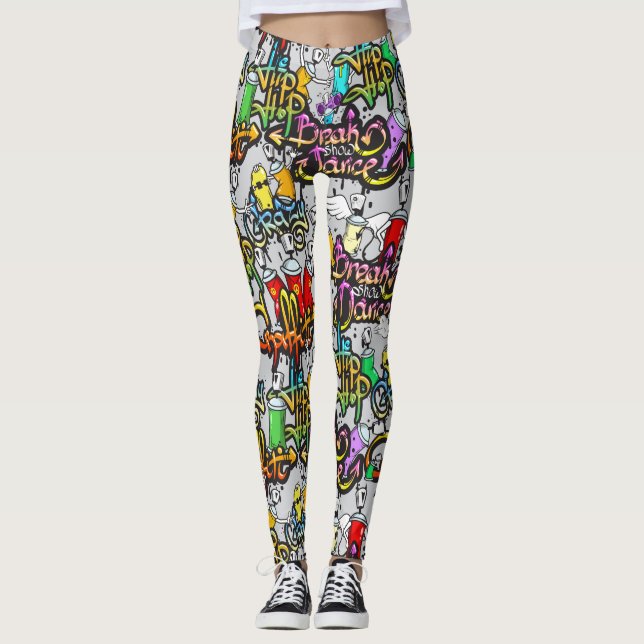 Legging Caneleiras dos grafites de Hip Hop (Frente)