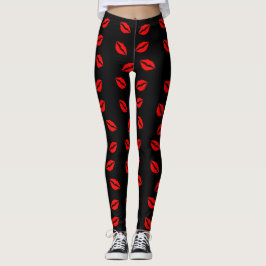 Legging Caneleiras dos lábios de Kissy
