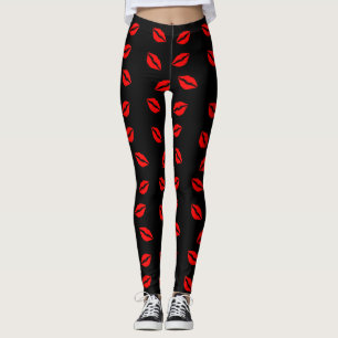 Legging Caneleiras dos lábios de Kissy