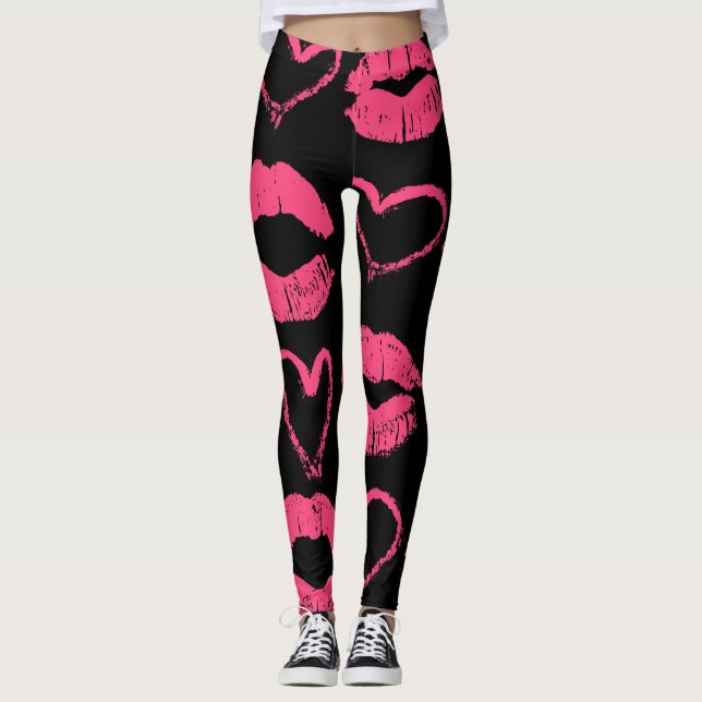 Legging Caneleiras dos lábios do amor (Frente)