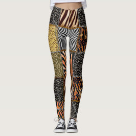 Legging Caneleiras dos retalhos do safari