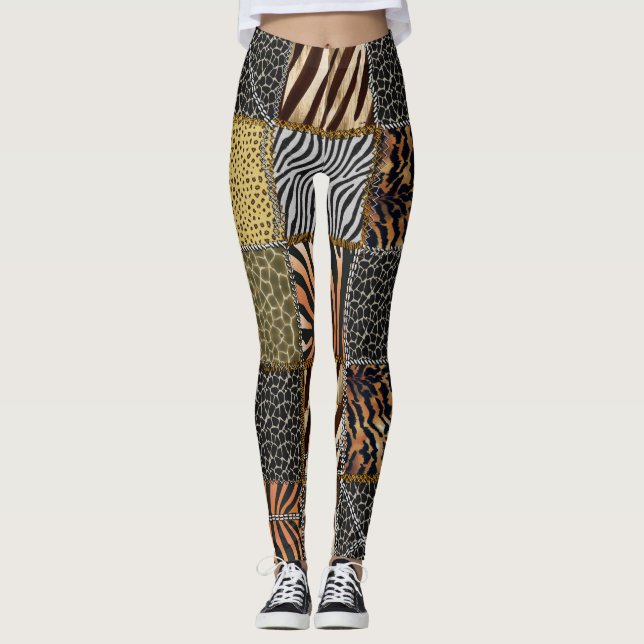 Legging Caneleiras dos retalhos do safari (Frente)