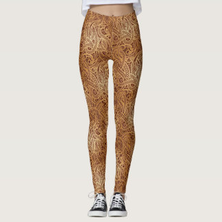 Legging Caneleiras douradas à moda de Brown Paisley