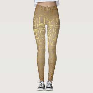 Legging Caneleiras egípcias Dourados dos Hieroglyphics do