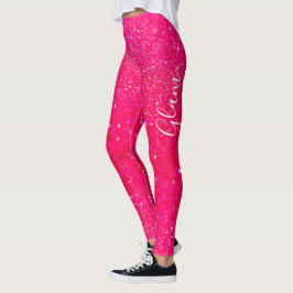 Legging Caneleiras - encanto do brilho do rosa quente