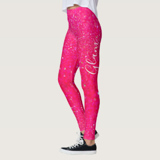 Legging Caneleiras - encanto do brilho do rosa quente