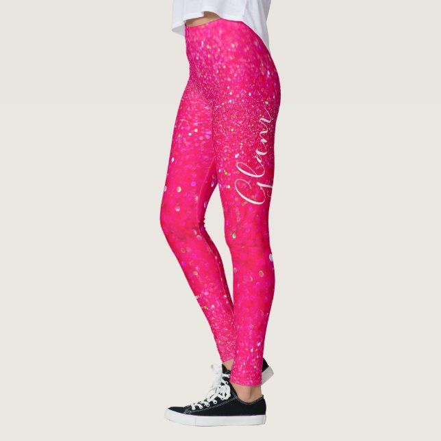 Legging Caneleiras - encanto do brilho do rosa quente (Esquerda)