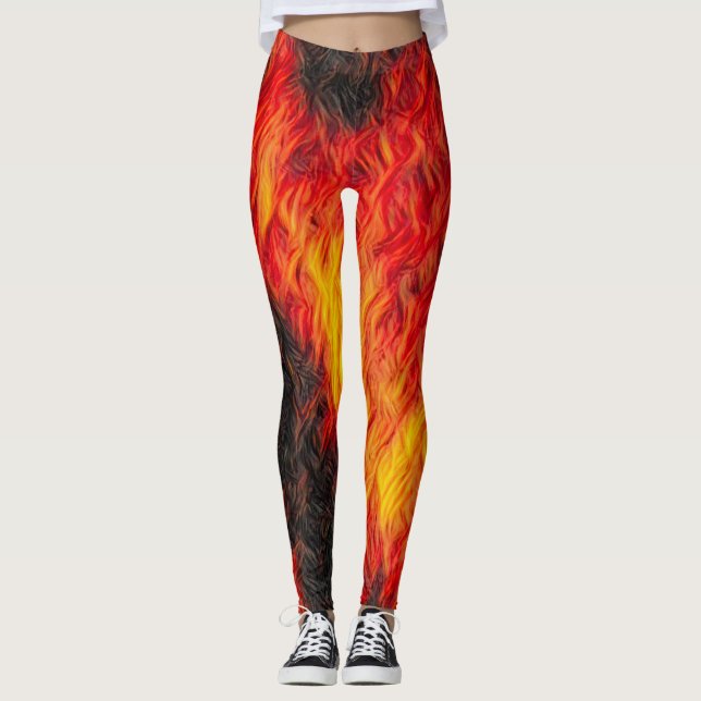 Legging Caneleiras encarnados do fogo (Frente)