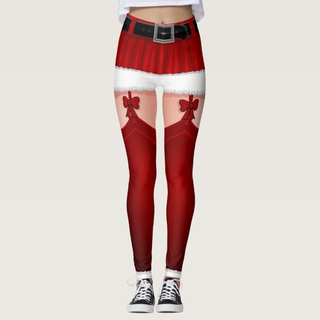 Legging Caneleiras engraçadas do traje do Natal das (Frente)