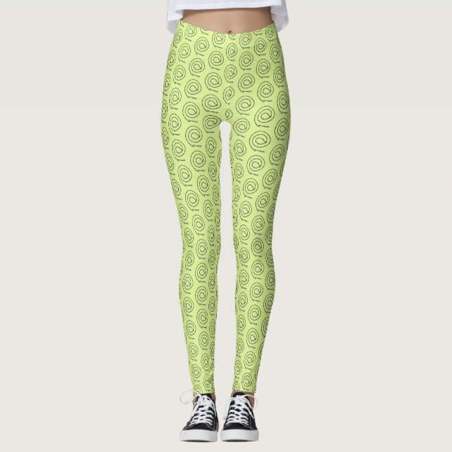 Legging Caneleiras - espirais frisadas na luz - verde (Frente)