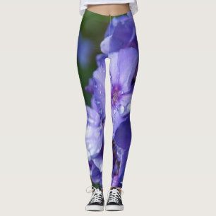 Legging caneleiras flor violeta com orvalhar da manhã