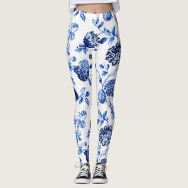 Legging Caneleiras florais azuis de Capri Toile