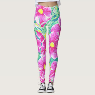 Legging Caneleiras florais brancas & verdes amarelas
