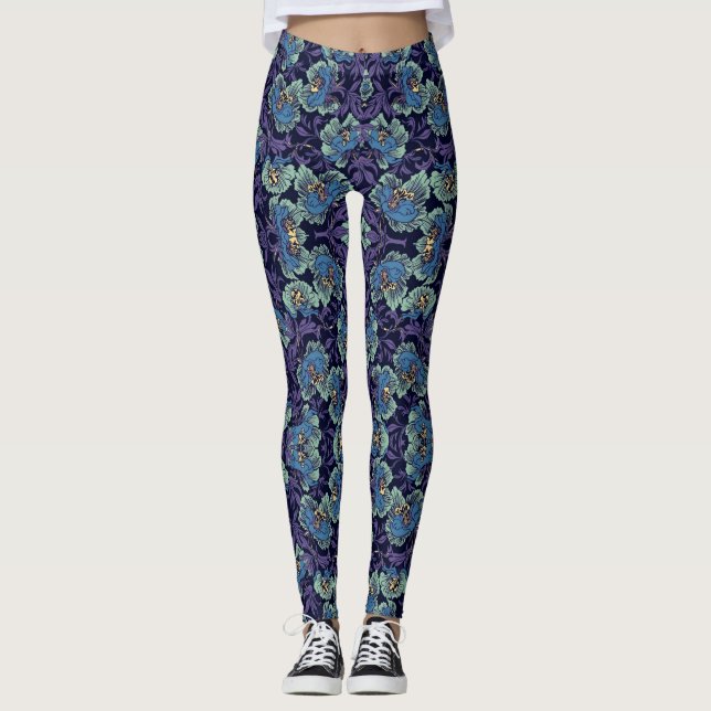 Legging Caneleiras florais clássicas do teste padrão (Frente)