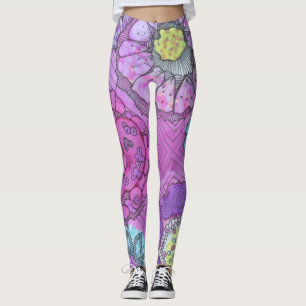 Legging Caneleiras florais da lavanda