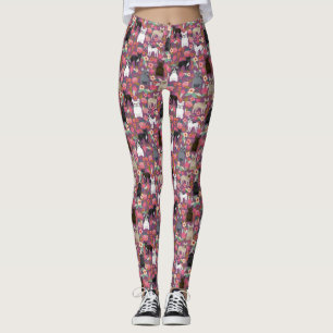 Legging Caneleiras florais de Frenchie - buldogue francês