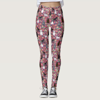 Legging Caneleiras florais de Frenchie - buldogue francês